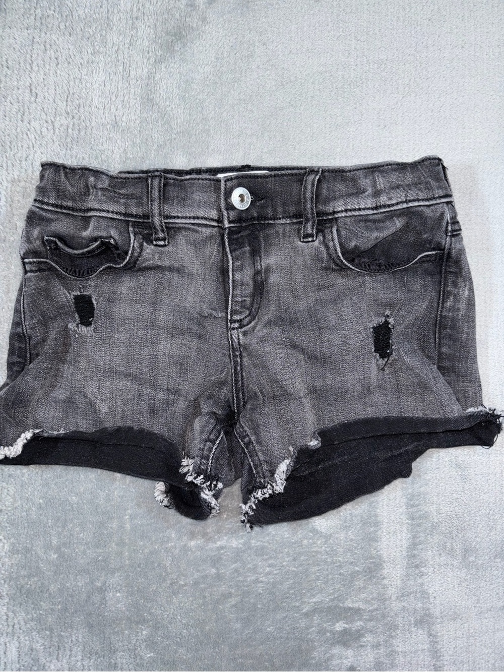 abercrombie kids Black Distressed Denim Shorts